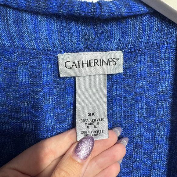 Catherines Sweater Women 3X Blue Plus Size Cardigan Made In USA Minimal Modest - Picture 3 of 6